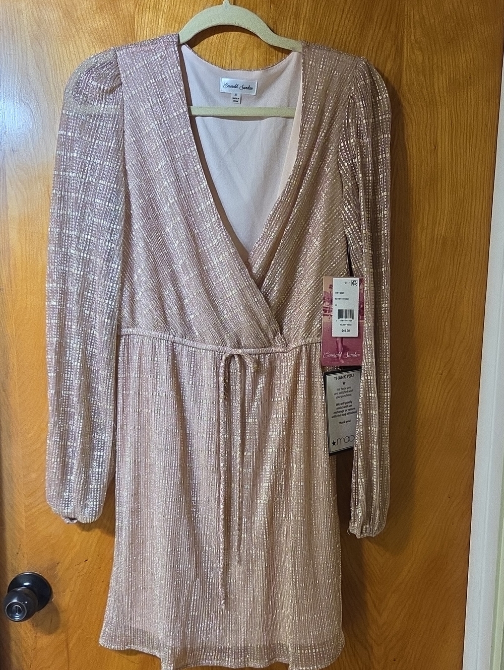 Rose Gold Glitter Wrap Dress